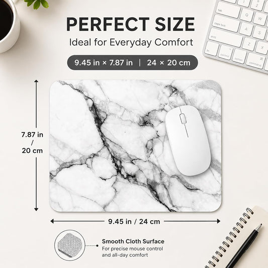 3 Pcs Marble Mouse Pad 9.45 x 7.87 inches,Smooth Precise Tracking Non Slip Rubber Base, Elegant Marble Desk Mat for Office and Home Use