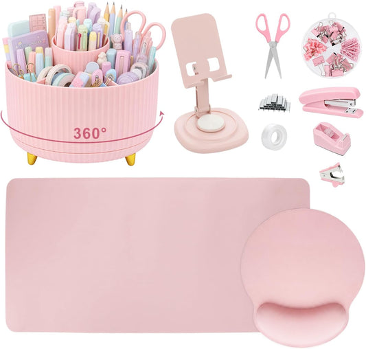 76Pcs Pink Desk Accessories Set, Office School Supplies for Women Girls