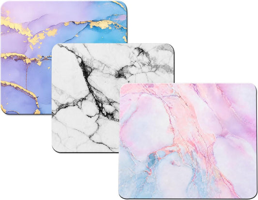 3 Pcs Marble Mouse Pad 9.45 x 7.87 inches,Smooth Precise Tracking Non Slip Rubber Base, Elegant Marble Desk Mat for Office and Home Use