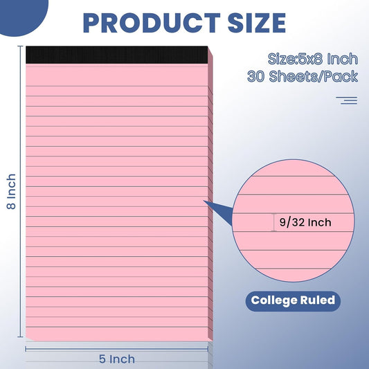 5pcs Note Pads, Small Legal Pad, Colored Notepads 5x8, Sturdy Back