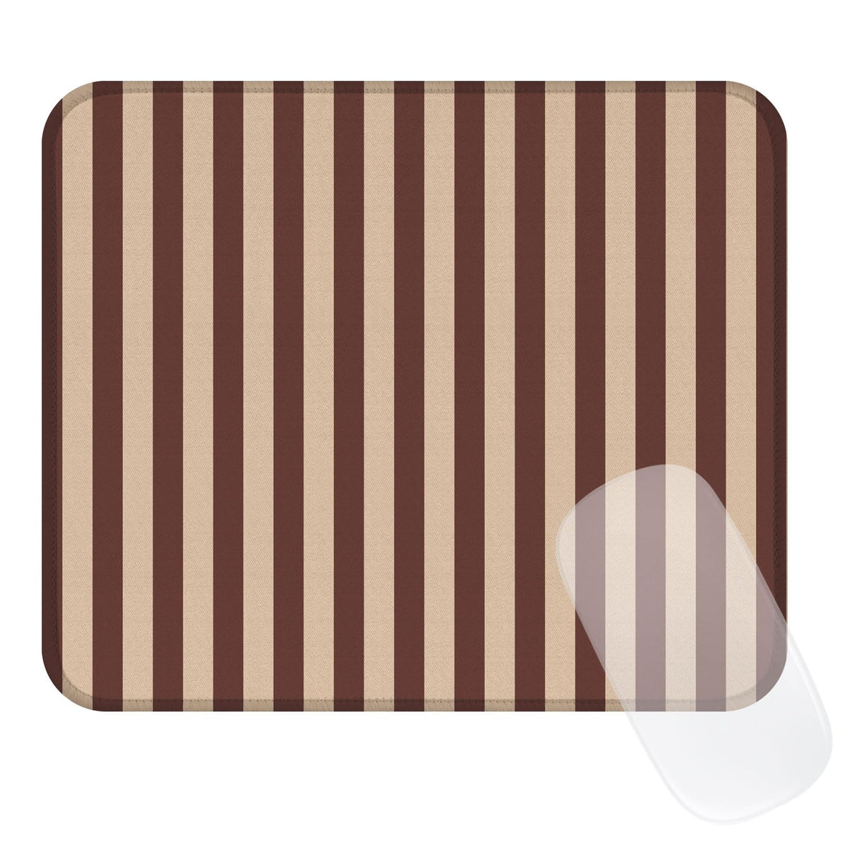 Square Cute Striped Mouse Pad with Stitched Edge, Premium Waterproof Cloth Aesthetic Small Stripe Mouse Mat, Non-Slip Rubber Base Funny Mousepad Desk Accessories,Striped Hot Pink