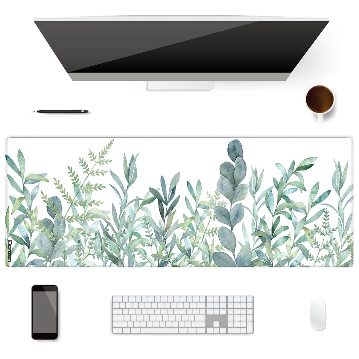 XXL Waterproof Office Desk Pad Protector 31.5x11.8 Inch - Extended Gaming Mouse Pad with Non-Slip Rubber Base, Thickened Keyboard Mat, Stitched Edges & Beautiful Floral Flowers Design