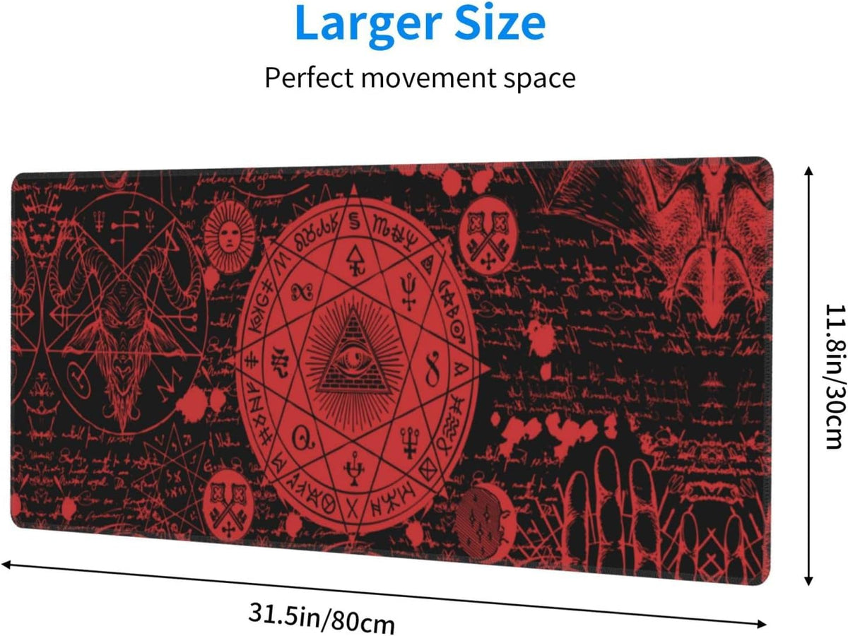 Vintage Mystic Goth Witchy Mouse Pad Extended Large Gaming Mouse Pad XL Oversized Desk Pad Stitched Edges 31.5 X 11.8 Inch