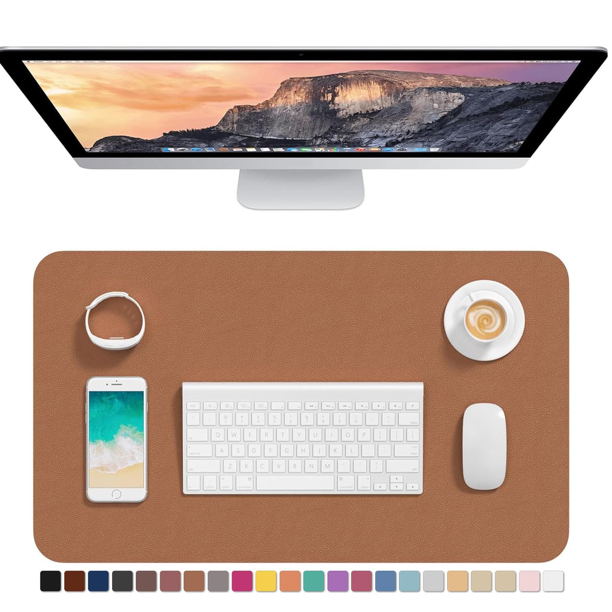 Hsurbtra Desk Pad, 30" x 14" PU Leather Desk Mat, XL Extended Mouse Pad, Waterproof Desktop Blotter Protector, Non-Slip Ultra Thin Large Laptop Keyboard Writing Mat for Office Home, Pink