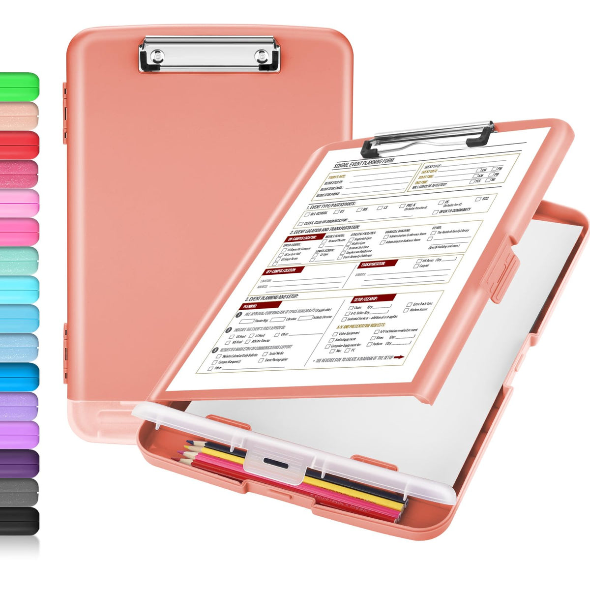 Sooez Clipboard with Storage, Clip Board 8.5 x 11 with Pen Holder, High Capacity Plastic Organization Case Box for Letter Legal A4 Size Paper, Nurses Teachers Must Haves, School & Office Supplies