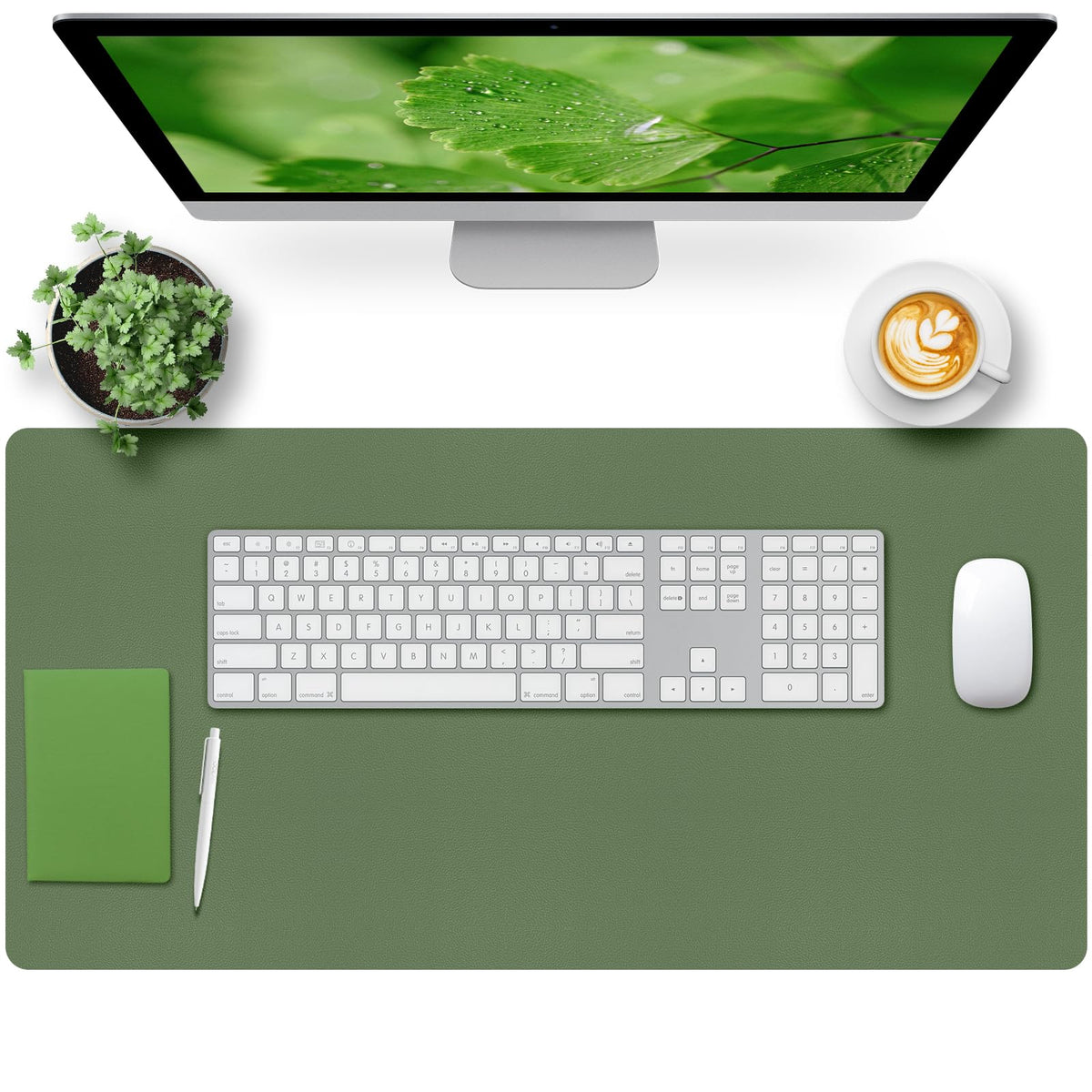 Bloss Leather Desk Pad and Keyboard Wrist Rest, Large Mouse Pad + Keyboard Pad+Mouse Wrist Support, Non-Slip Desk Mat Protector for Office, Home(31.5×15.7 Inches,Beige)