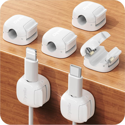 6Pack Cord Organizer, Spring Cable Clips [1s Lock] Cord Holder for Nightstand Car Home Office Desk Accessories Cubicle Decor for Women Men Guys Girls College Dorm Room Essentials Cute School Supplies